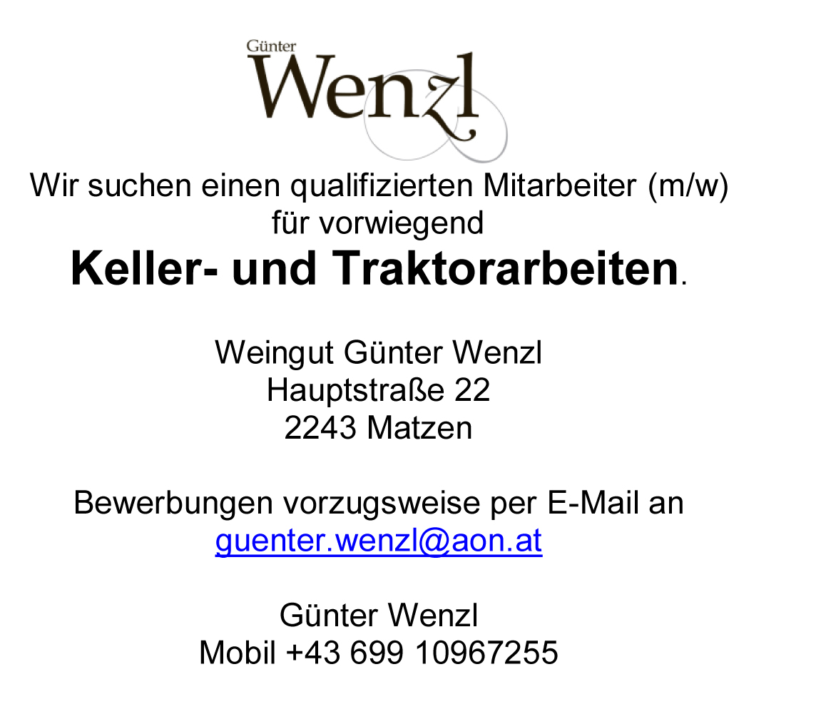 Inserat Weingut Wenzl